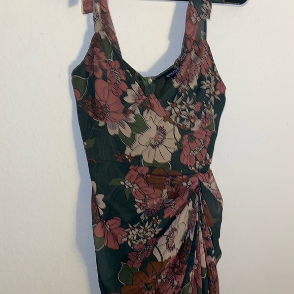 Pretty Little Thing Floral Green Pink Corset Underwire Draped Coquette Dress 12 - Picture 5 of 14